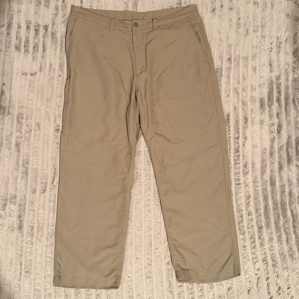 REI Mens 36x30 Hiking Pants Tan Khaki Nylon Straight Leg Outdoor Trousers